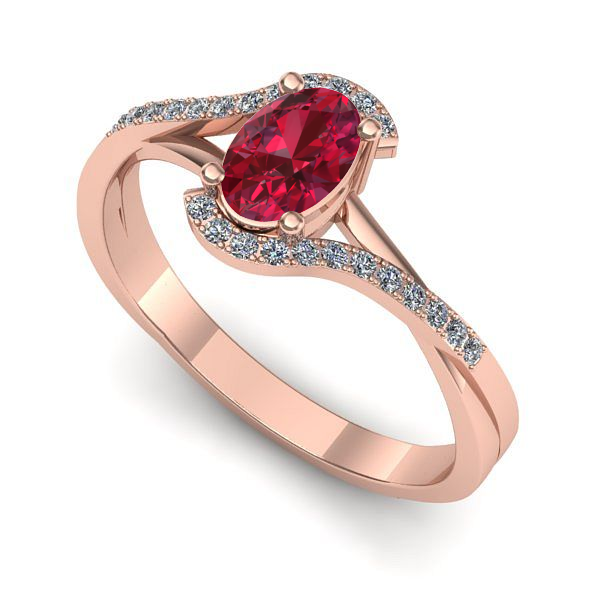 Inel din aur roz cu rubin