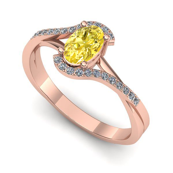 Inel din aur roz cu safir galben