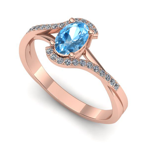 Inel din aur roz cu topaz blue