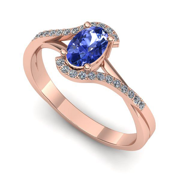 Inel logodna din aur roz cu tanzanit