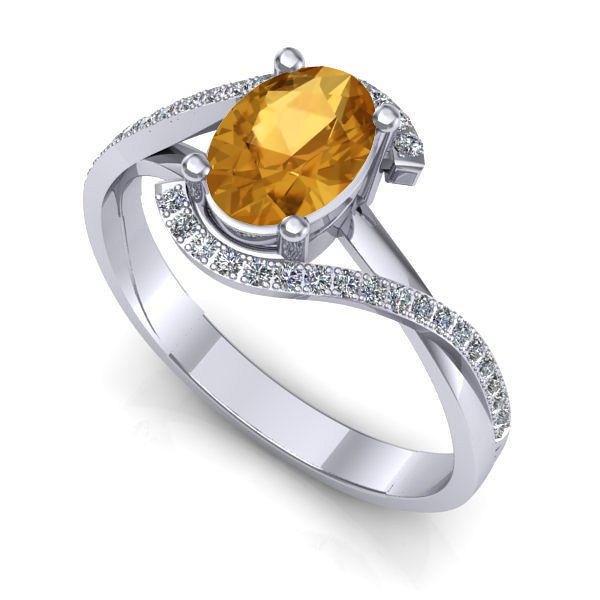 Inel din aur alb cu citrin