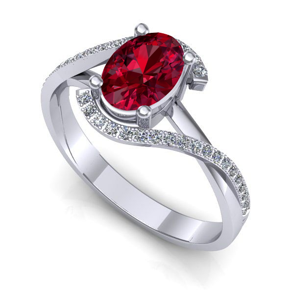 Inel din aur alb cu rubin