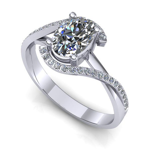 Inel din aur alb cu safir alb