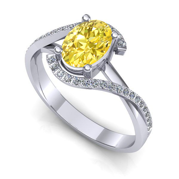 Inel din aur alb cu safir galben