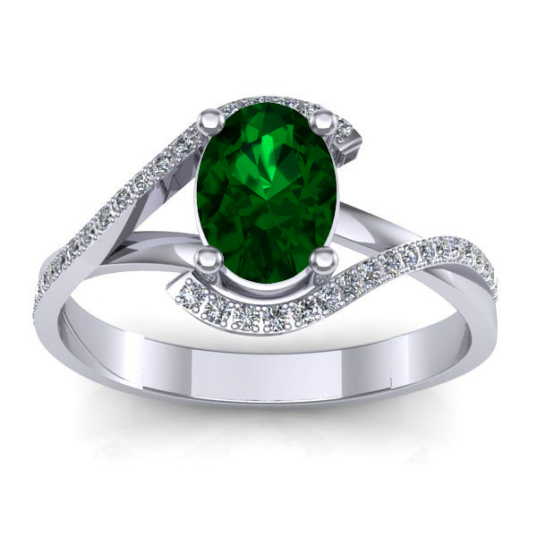 Inel cu smarald oval