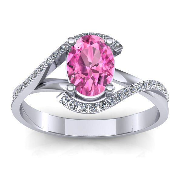 Inel cu safir roz oval