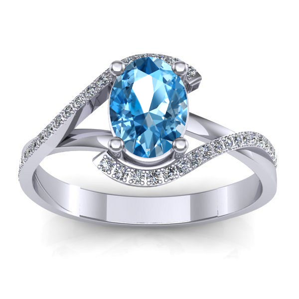 Inel de logodna cu topaz blue oval