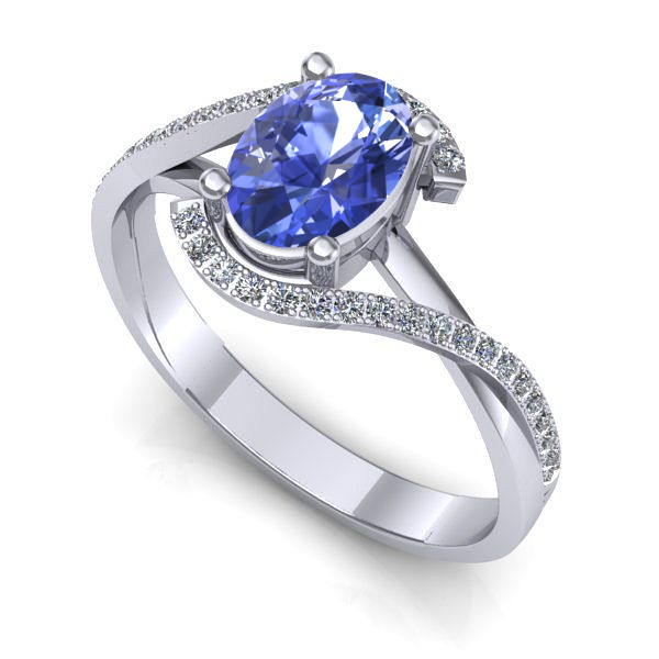 Inel din aur alb cu tanzanit