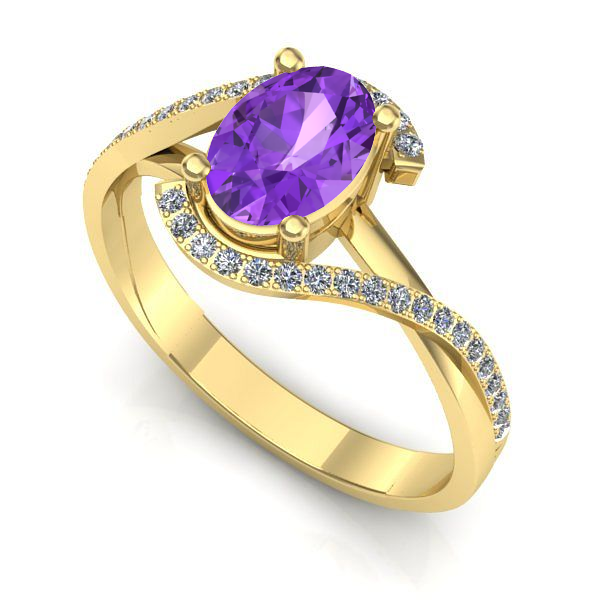 Inel din aur galben cu ametist