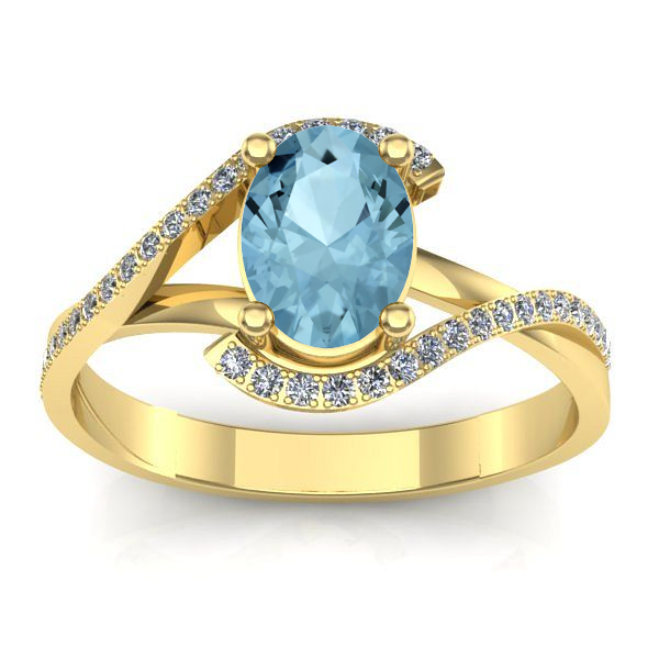 Inel cu aquamarin oval
