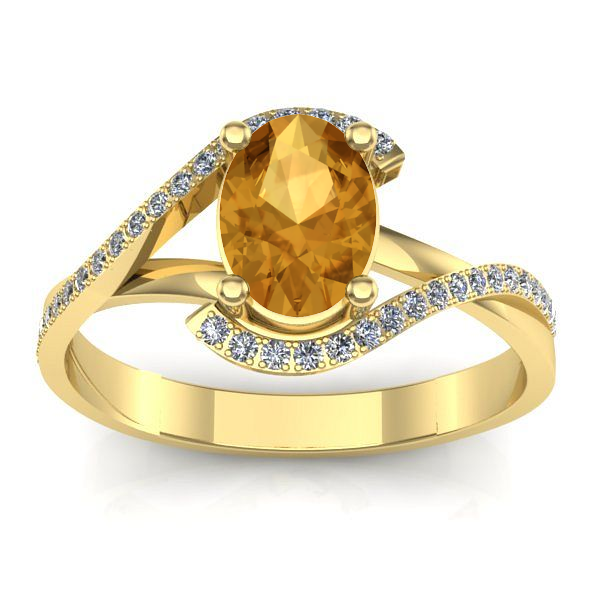 Inel logodna cu citrin oval