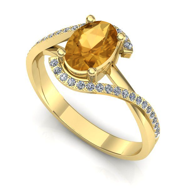 Inel logodna din aur galben cu citrin