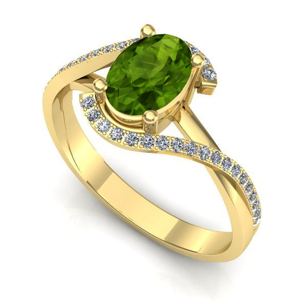 Inel logodna din aur galben cu peridot