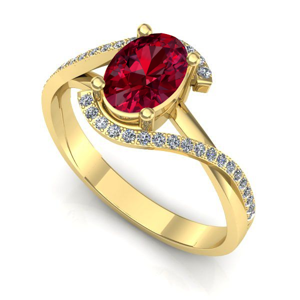 Inel din aur galben cu rubin