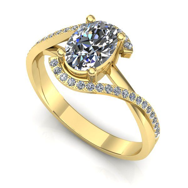 Inel din aur galben cu safir alb