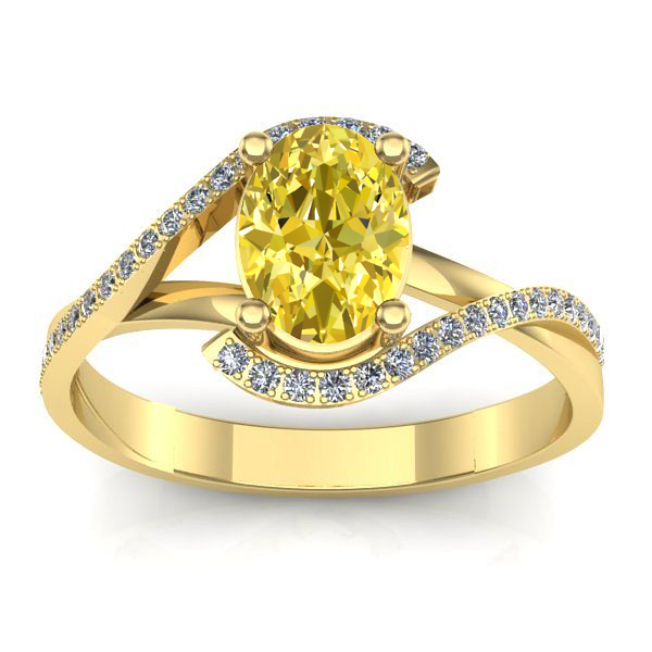 Inel de logodna cu safir galben oval