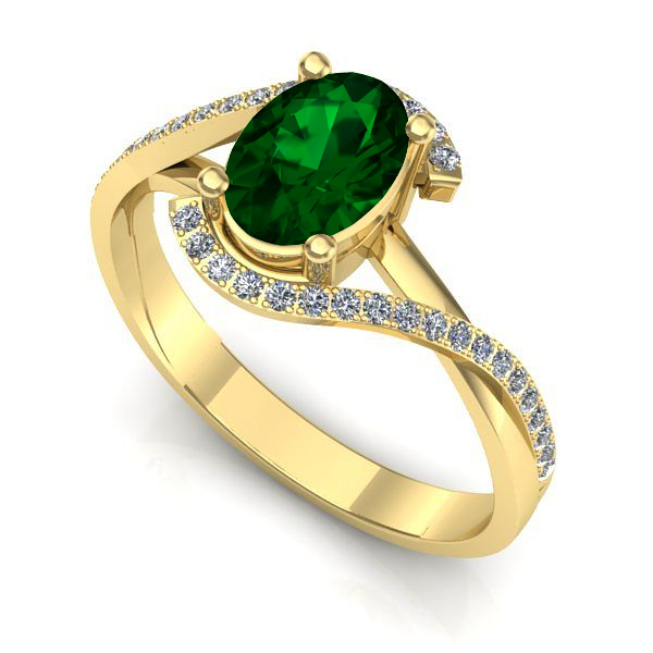 Inel din aur galben cu smarald