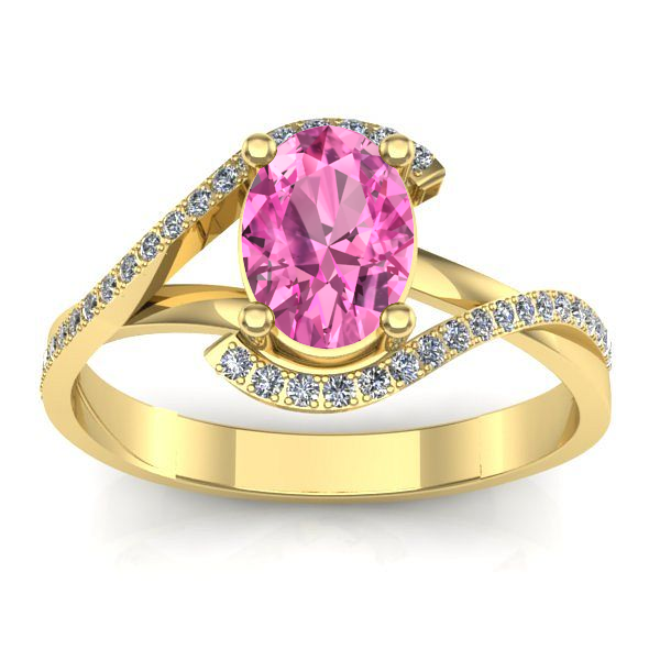 Inel de logodna cu safir roz oval