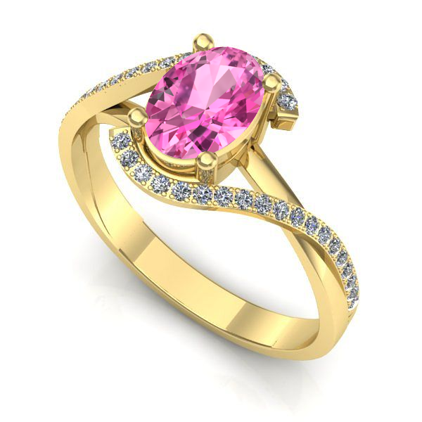 Inel din aur galben cu safir roz