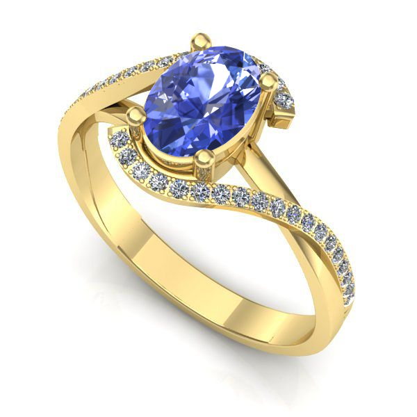 Inel din aur galben cu tanzanit