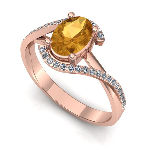 Inel logodna din aur roz cu citrin