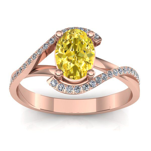 Inel de logodna cu safir galben oval