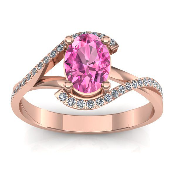 Inel logodna cu safir roz oval