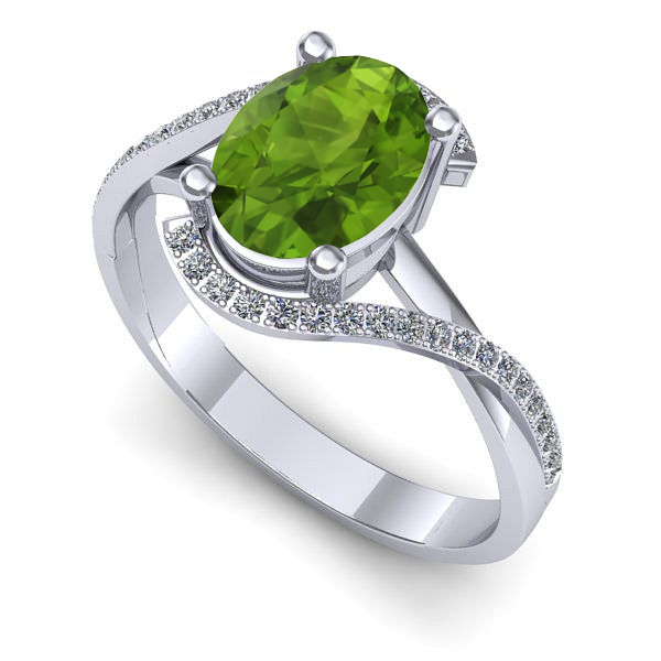 Inel din aur alb cu peridot