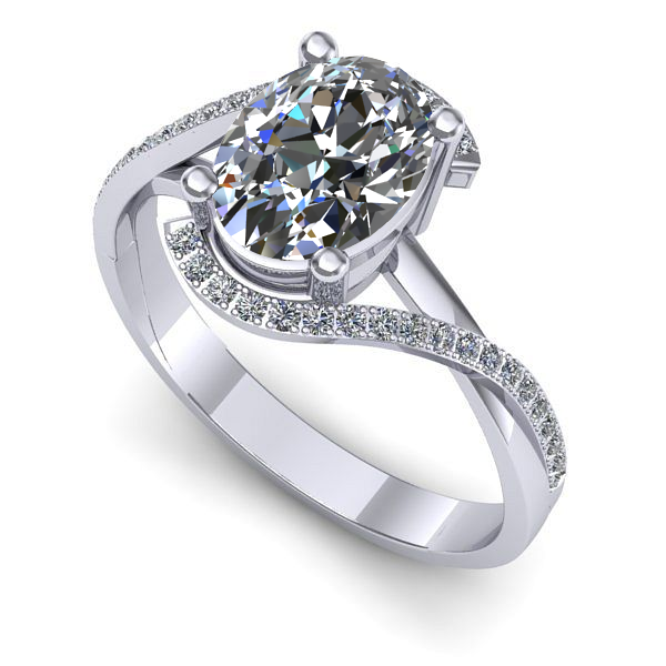 Inel de logodna din aur alb cu diamant de laborator