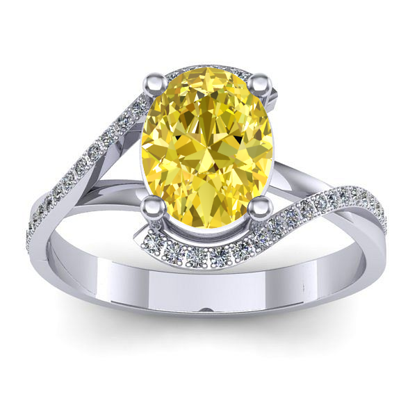Inel cu safir galben oval