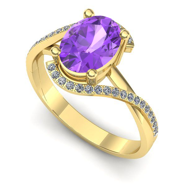 Inel de logodna din aur galben cu ametist