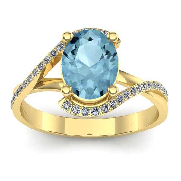 Inel de logodna cu aquamarin oval
