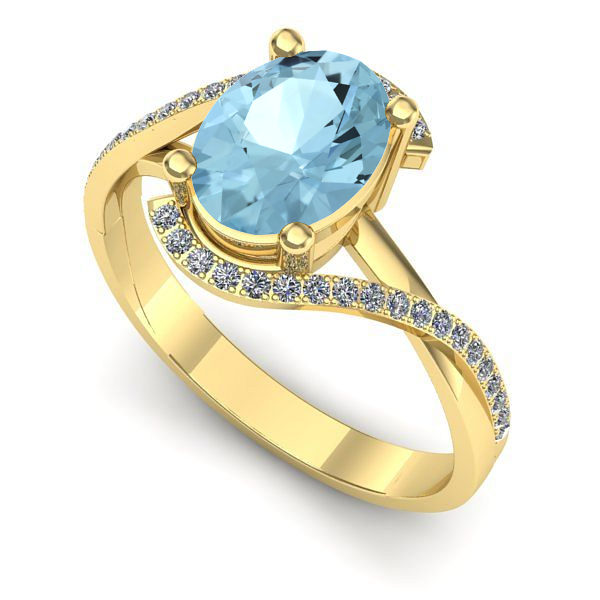 Inel din aur galben cu aquamarin