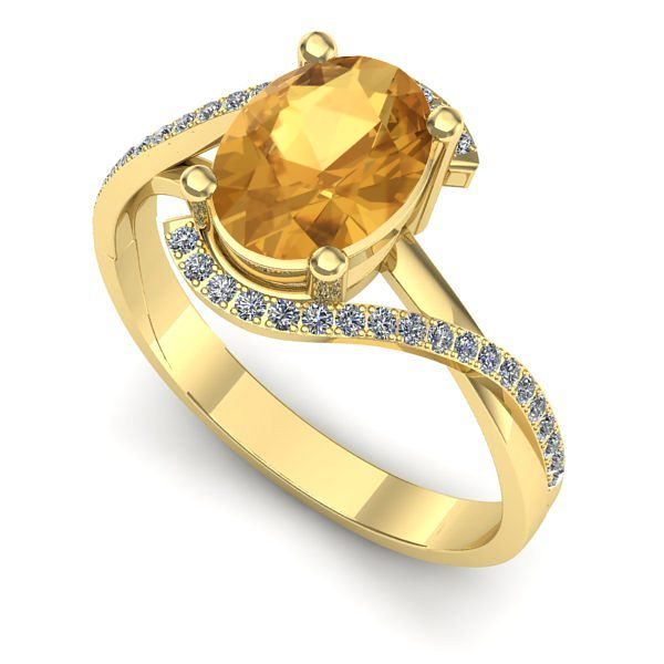 Inel de logodna din aur galben cu citrin