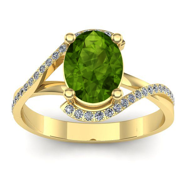 Inel de logodna cu peridot oval