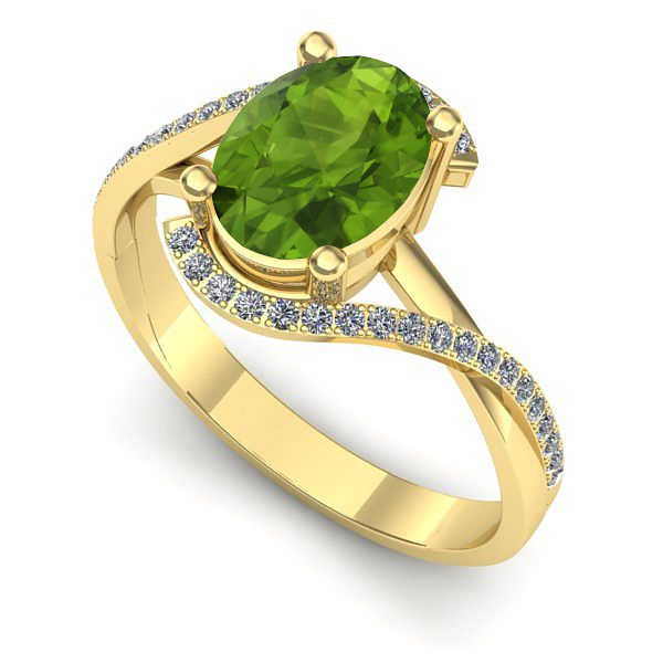 Inel logodna din aur galben cu peridot