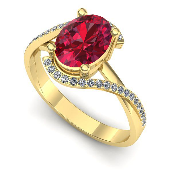 Inel de logodna din aur galben cu rubin