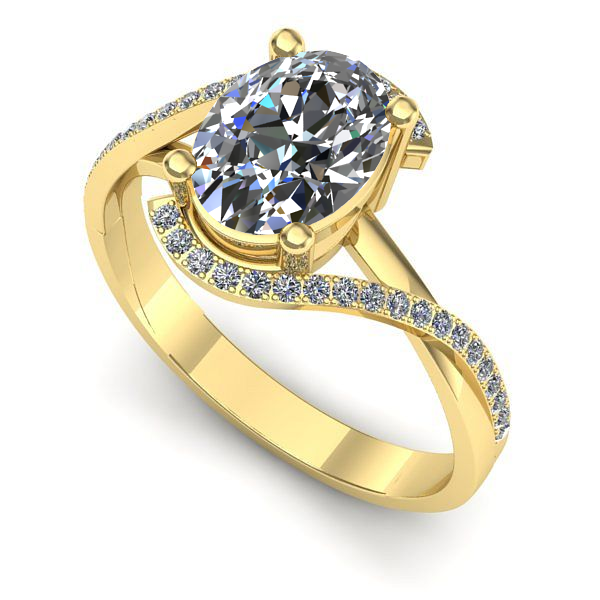 Inel logodna din aur galben cu safir alb