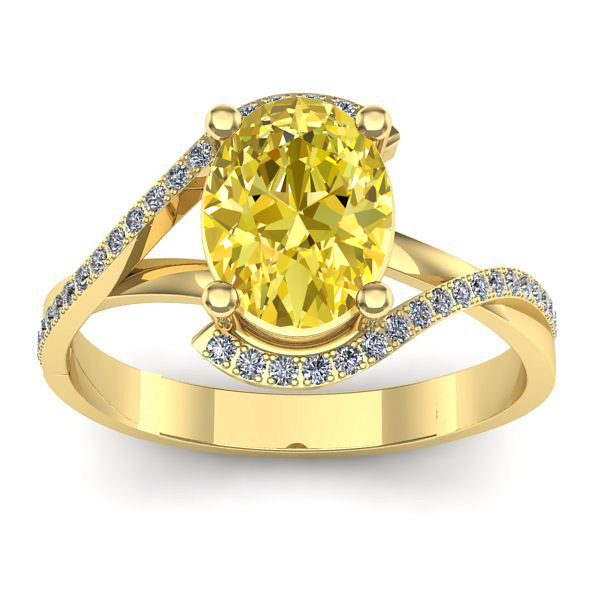 Inel logodna cu safir galben oval