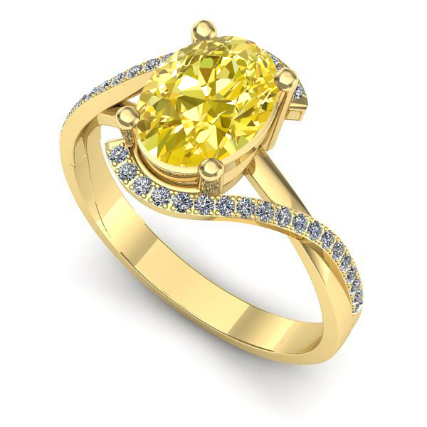 Inel logodna din aur galben cu safir galben