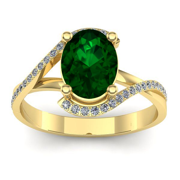 Inel de logodna cu smarald oval