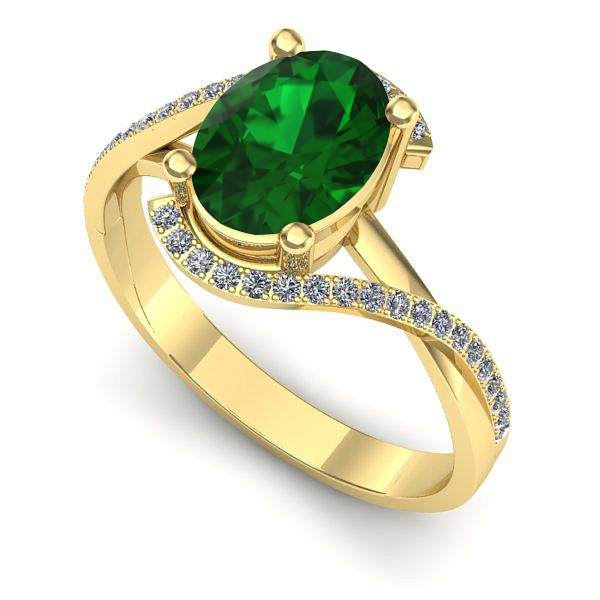 Inel din aur galben cu smarald