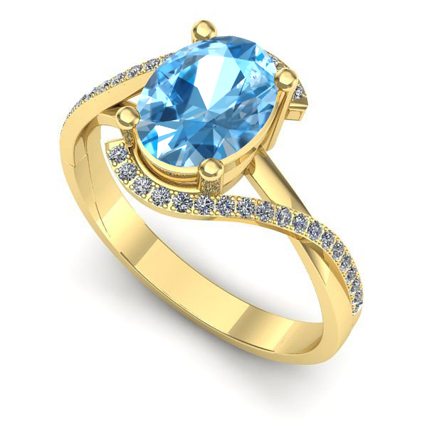 Inel din aur galben cu topaz blue