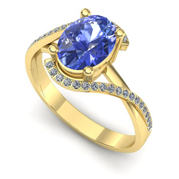 Inel de logodna din aur galben cu tanzanit