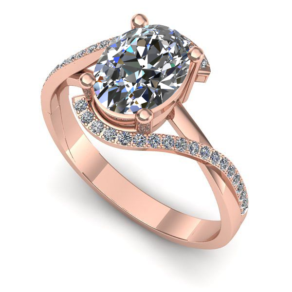 Inel de logodna din aur roz cu diamant de laborator