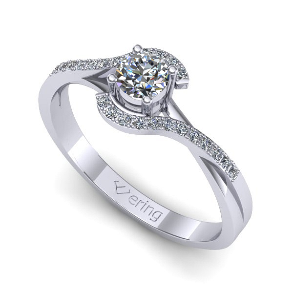 Inel logodna din aur alb cu diamant