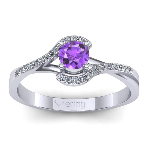 Inel logodna cu ametist rotund