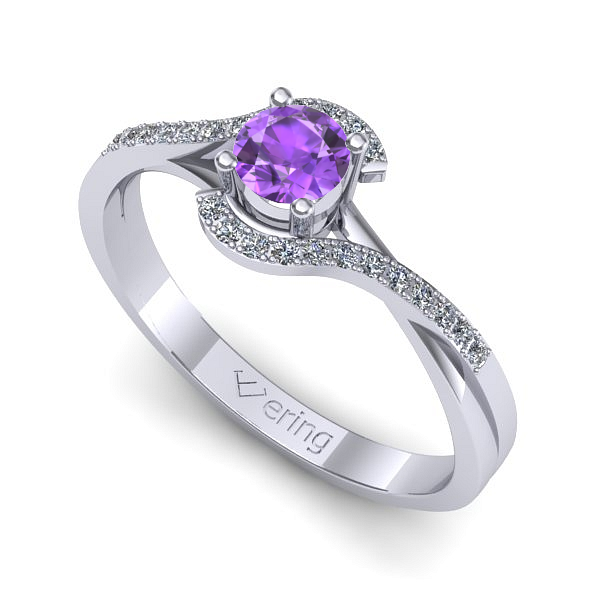 Inel din aur alb cu ametist