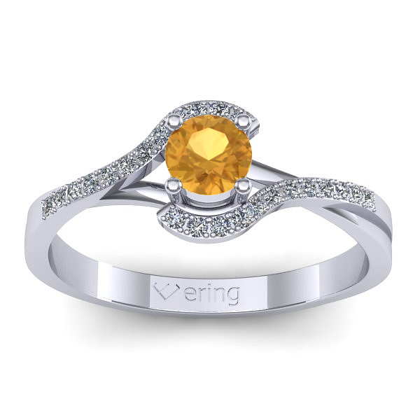 Inel cu citrin rotund