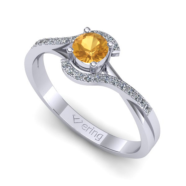 Inel din aur alb cu citrin